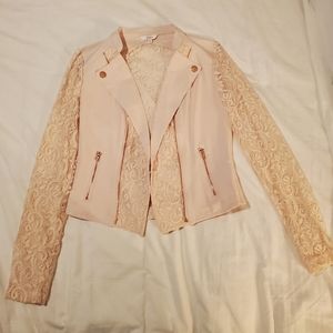 Candie's pastel peach lace jacket